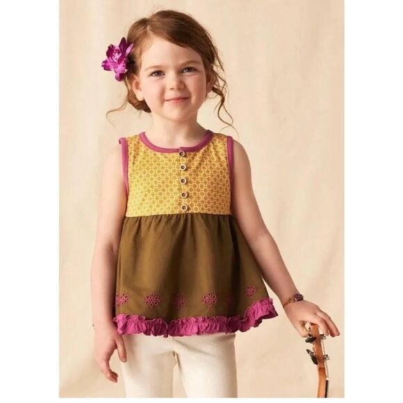 Matilda Jane Enchanted Garden Seabean Mixed Print Sleeveless Tank Tunic size 4 - Picture 2 of 8